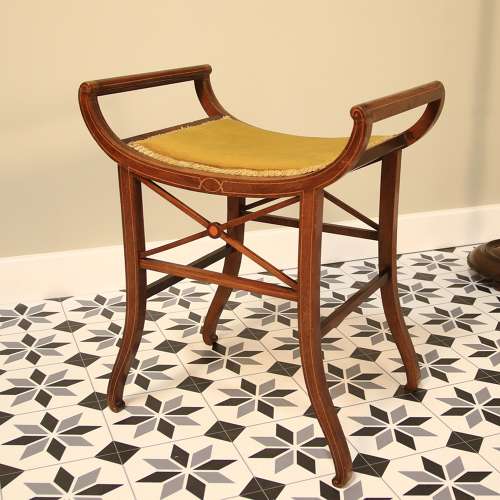 Edwardian Inlaid Mahogany Stool