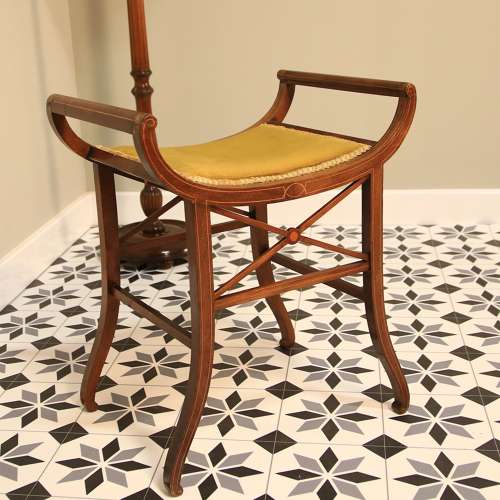 Edwardian Inlaid Mahogany Stool