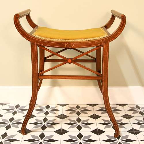 Edwardian Inlaid Mahogany Stool