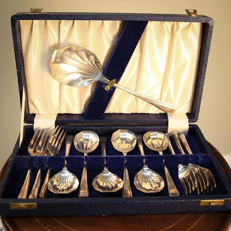 Desert Spoons Set - Silver Plate