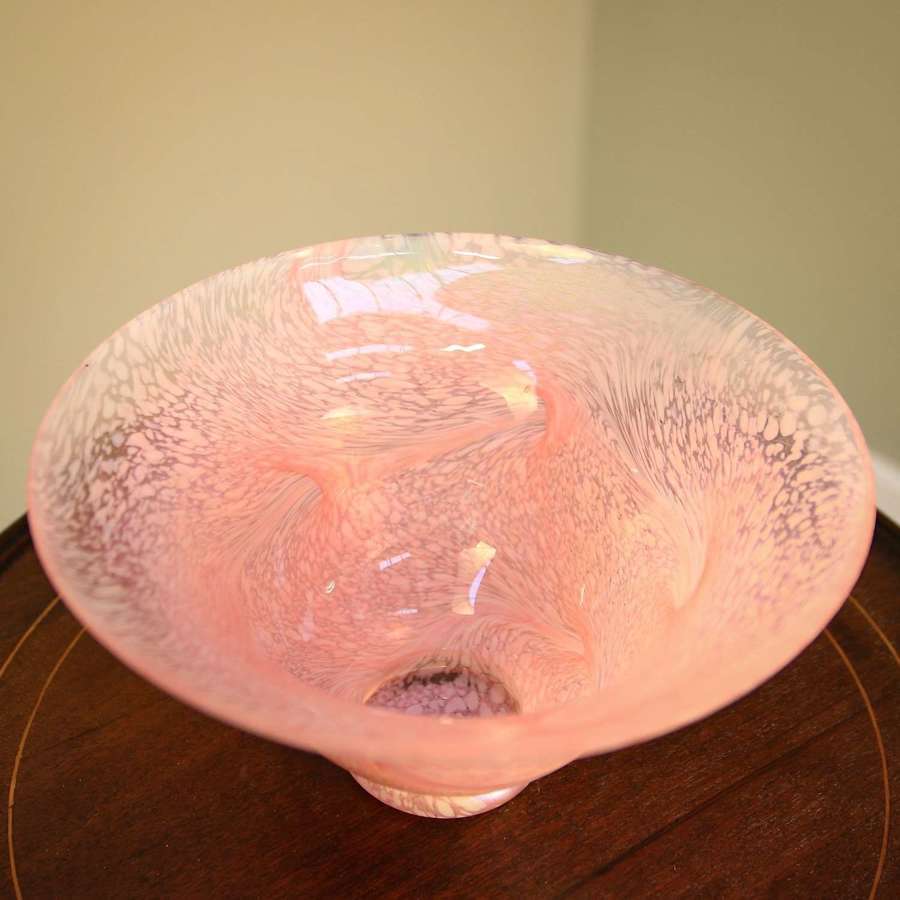 Stunning Pink Mottled Bubble Glass Bowl