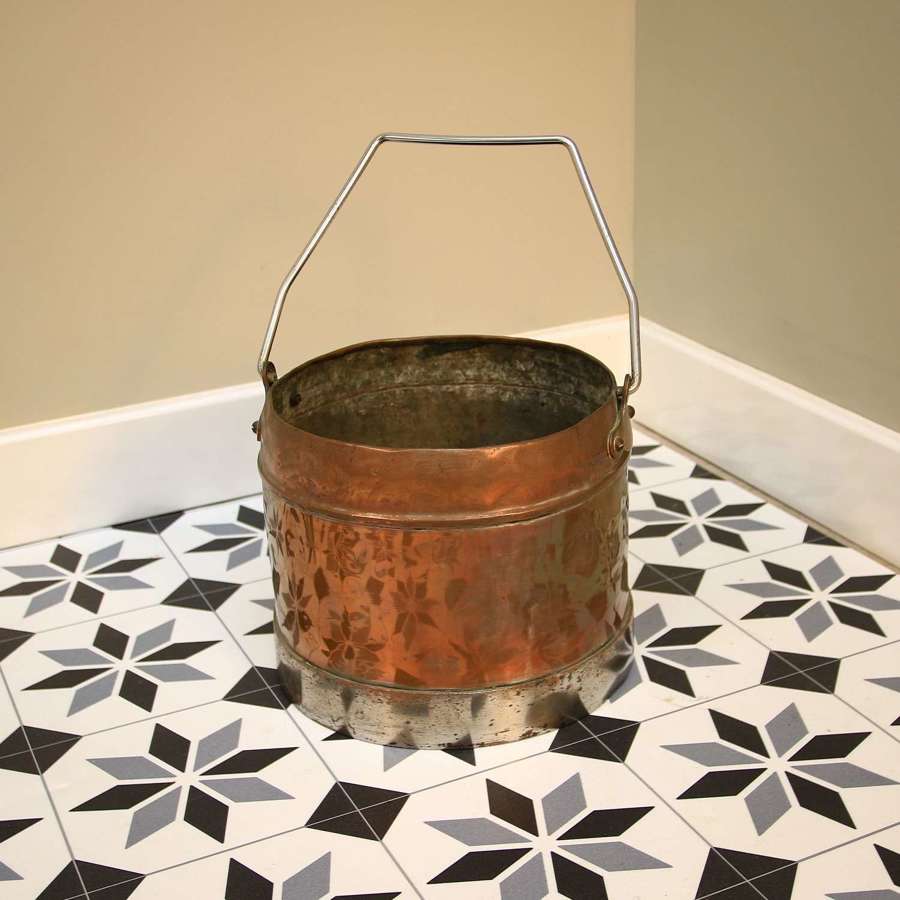 Log Burner Log or Stick Bucket in Aged Copper