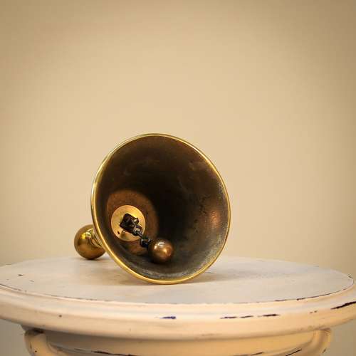 Victorian Style Brass School Bell, Engraved Brass Handle