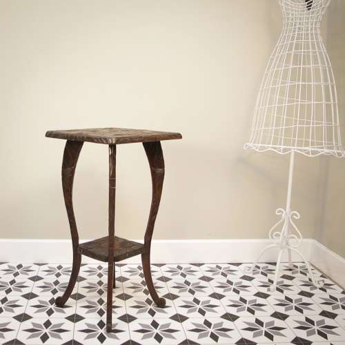 Liberty and Co Side Table Japanese Hand Carved Wood with Two Tiers