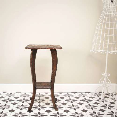 Liberty and Co Side Table Japanese Hand Carved Wood with Two Tiers
