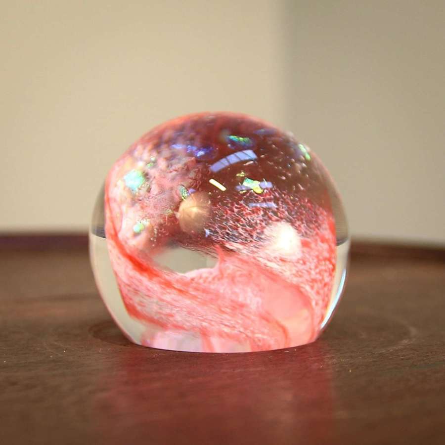 Caithness Shimmer Pink Scottish Glass Paper Weight