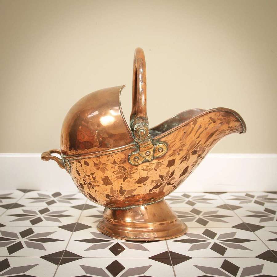 Victorian Helmet Copper Coal Scuttle