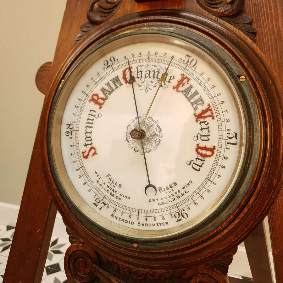 Victorian Barometer aneroid in Oak