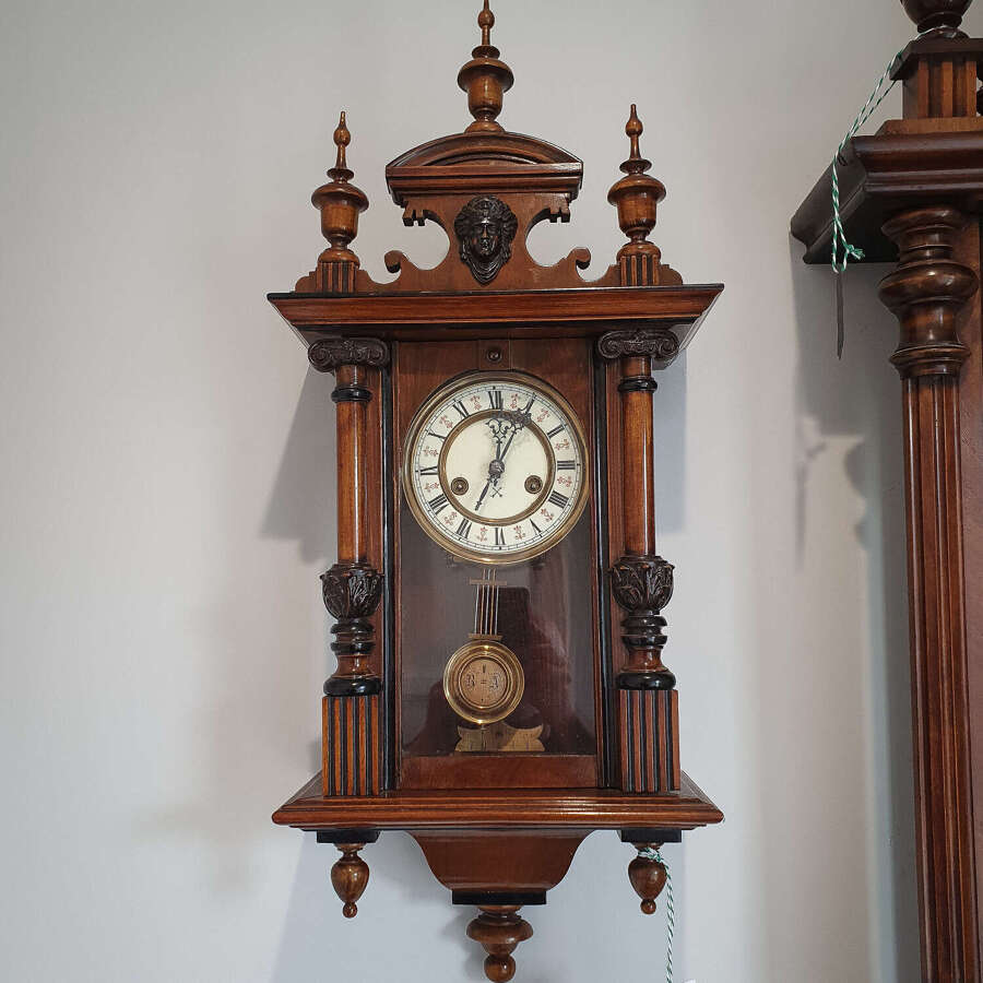Walnut Wall Clock German by Junghans Chiming