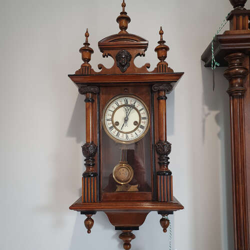 Walnut Wall Clock German by Junghans Chiming