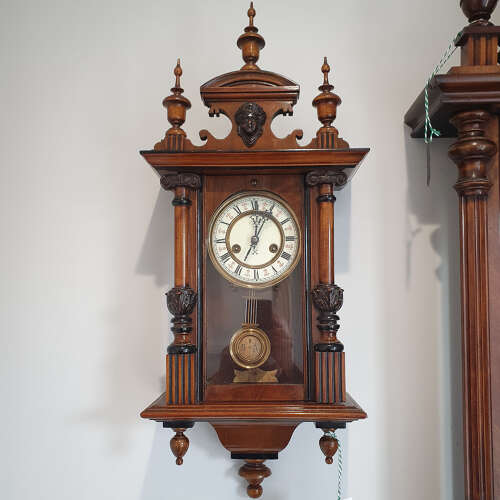 Walnut Wall Clock German by Junghans Chiming