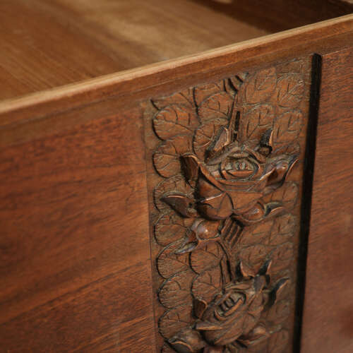 Camphorwood lined chest oriental carved linen trunk