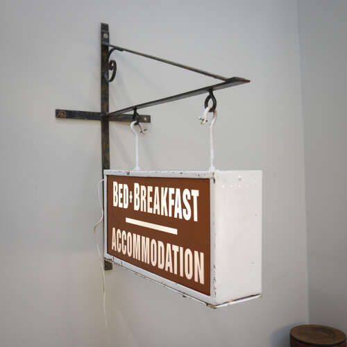 Bed and Breakfast Sign. Double sided Illuminated with Wrought Iron Bracket