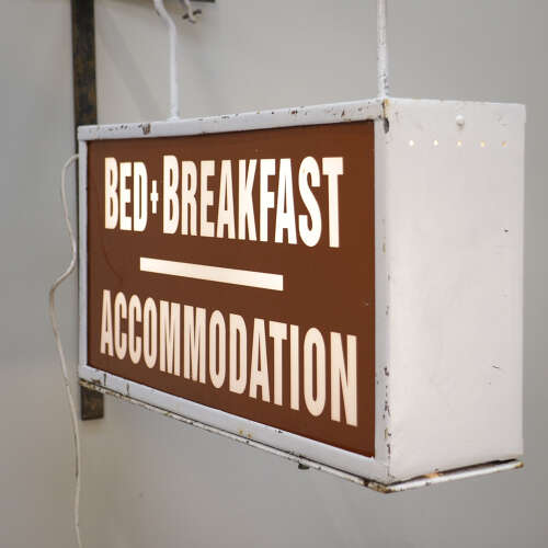 Bed and Breakfast Sign. Double sided Illuminated with Wrought Iron Bracket