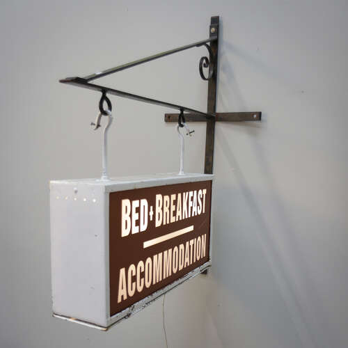 Bed and Breakfast Sign. Double sided Illuminated with Wrought Iron Bracket