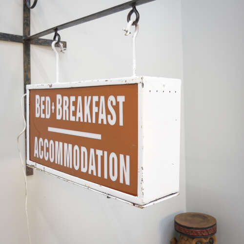 Bed and Breakfast Sign. Double sided Illuminated with Wrought Iron Bracket