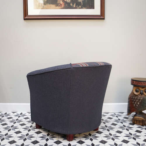 Upholstered Blue and Tartan Tub Chair
