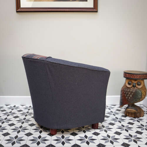Upholstered Blue and Tartan Tub Chair