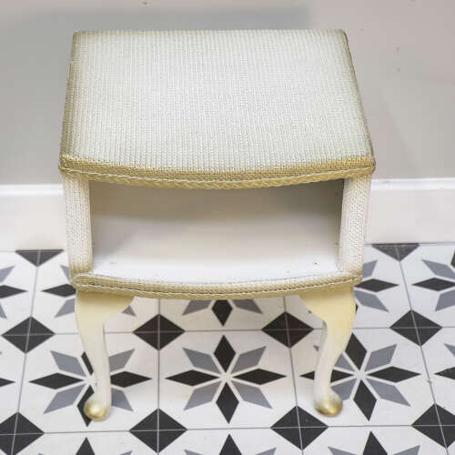 Lloyd Loom Ottoman Bedside Table and Chair Matching Set in White and Gold