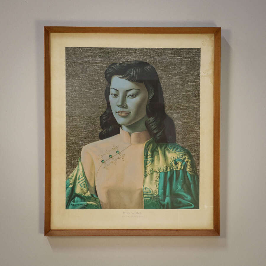 Miss Wong in Teak Frame 1970s print by Tretchikoff