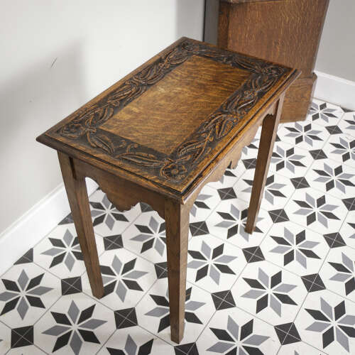 Victorian Antique Oak Side or Hall Table Heavily Carved in Oak