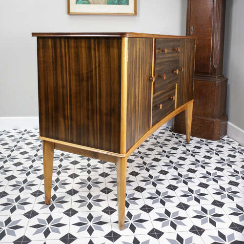 Teak Sideboard Concave Front in Afromosia and Indian Laurel Mid Century Retro
