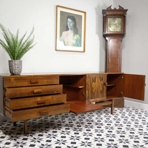 Rosewood Sideboard 1960s Mid Century with Cocktail Drinks Cabinet
