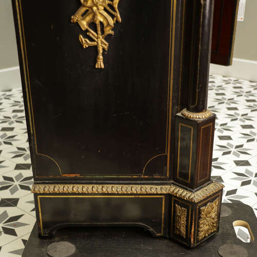 Antique Ebonised and Gilt Brass Credenza 19th Century with Porcelain Plaques