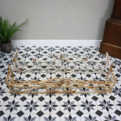 Victorian Wrought Iron Window Boxes. A Near Pair Scroll and flower Design