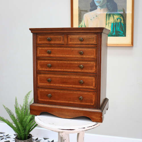 Chest of Drawers Apprentice Salesman Piece Inlaid Mahogany