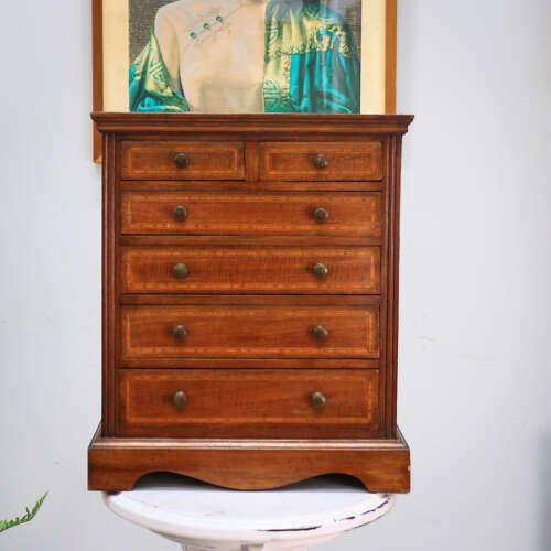 Chest of Drawers Apprentice Salesman Piece Inlaid Mahogany