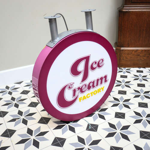 Ice Cream Factory Sign Illuminated with Brackets Mancave Kitchen Feature