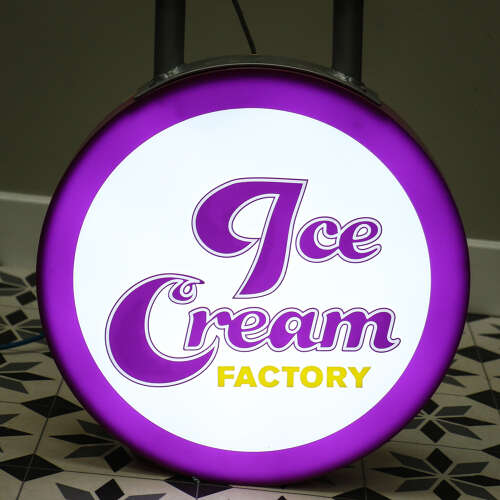 Ice Cream Factory Sign Illuminated with Brackets Mancave Kitchen Feature