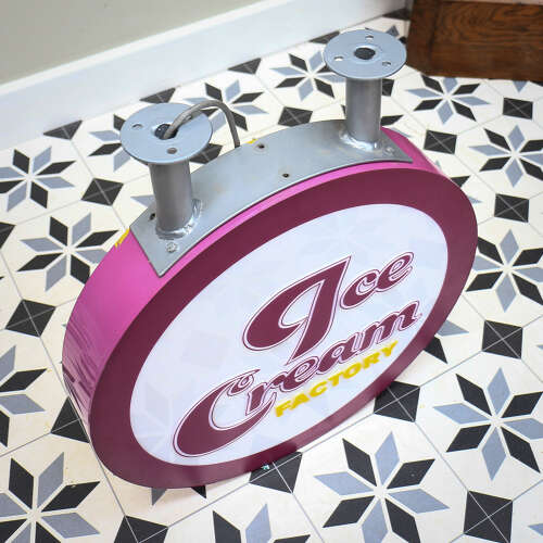 Ice Cream Factory Sign Illuminated with Brackets Mancave Kitchen Feature