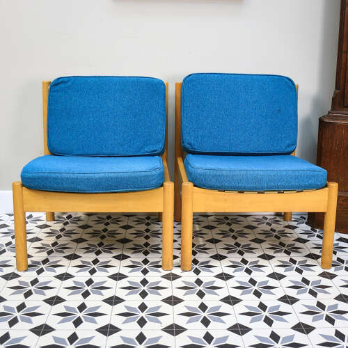 Ercol 747 Modular Lounge Chairs Set of 4 in Teal and Green.