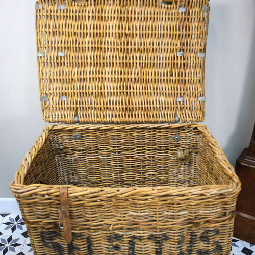 Arthur Craven Mill Basket in Wicker with Rope Handles and Lid