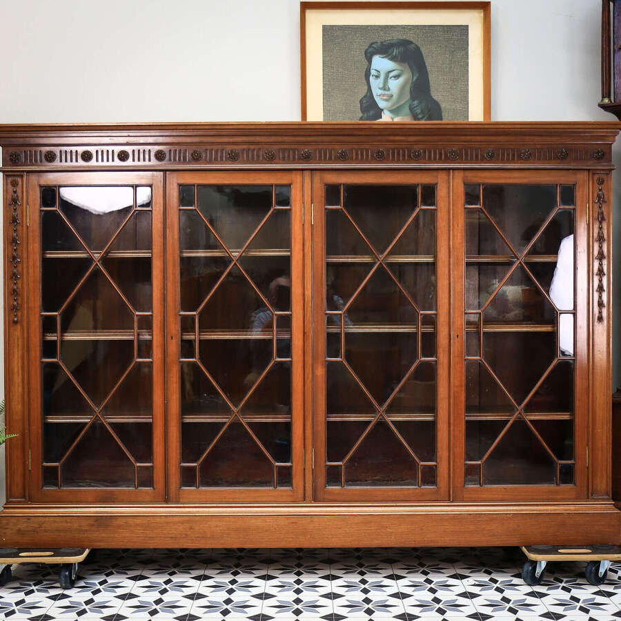 Howard and Sons Bookcase Astral Glazed Mahogany Early Twentieth Century