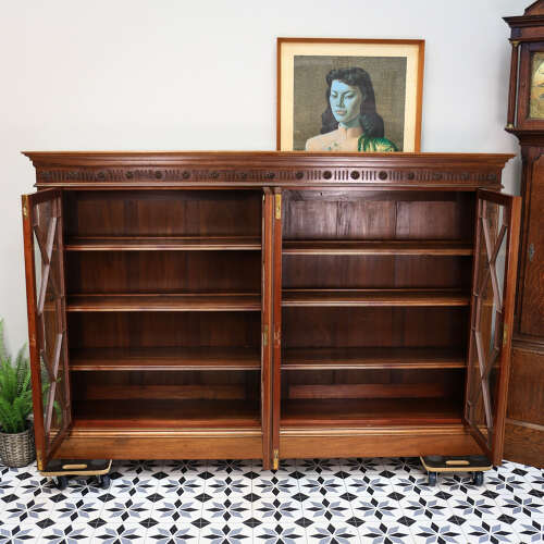 Howard and Sons Bookcase Astral Glazed Mahogany Early Twentieth Century