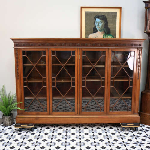 Howard and Sons Bookcase Astral Glazed Mahogany Early Twentieth Century