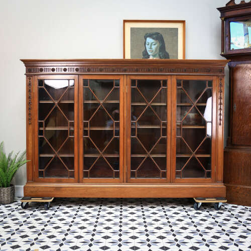 Howard and Sons Bookcase Astral Glazed Mahogany Early Twentieth Century