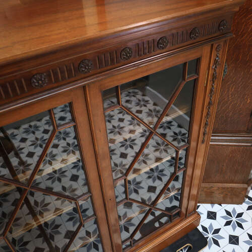 Howard and Sons Bookcase Astral Glazed Mahogany Early Twentieth Century
