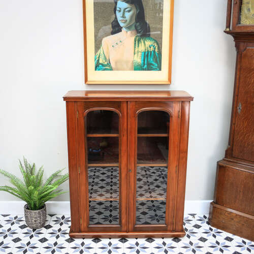 Antique Bookcase Victorian Glazed Bookcase Cabinet in Mahogany