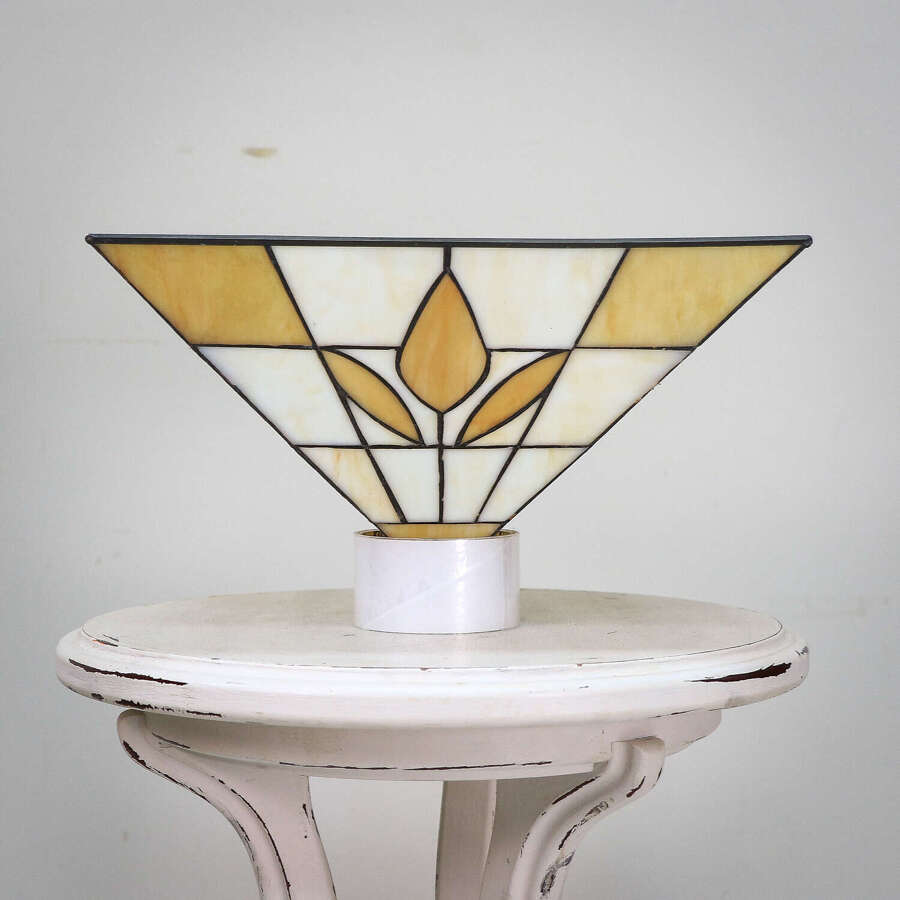 Art Deco Tiffany style Pendant Lampshade Gold and White.