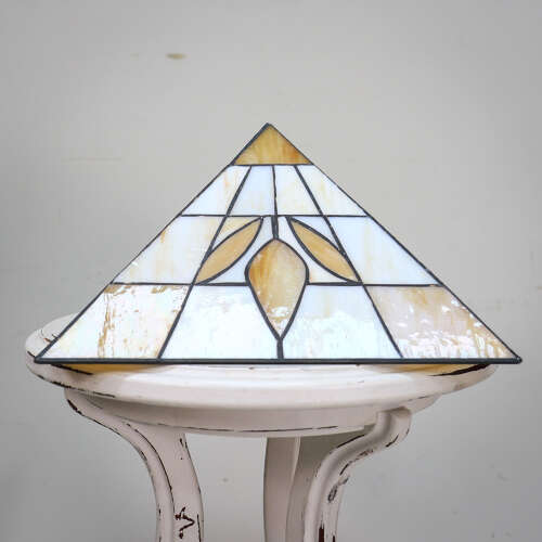 Art Deco Tiffany style Pendant Lampshade Gold and White.