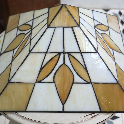 Art Deco Tiffany style Pendant Lampshade Gold and White.