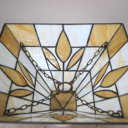 Art Deco Tiffany style Pendant Lampshade Gold and White.