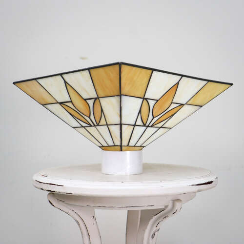 Art Deco Tiffany style Pendant Lampshade Gold and White.