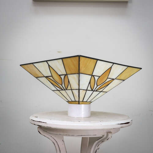 Art Deco Tiffany style Pendant Lampshade Gold and White.
