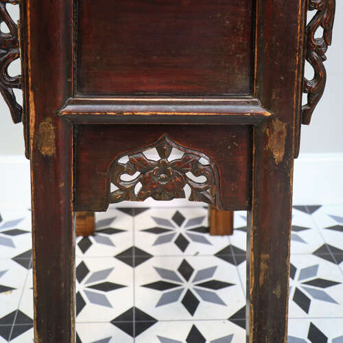 Carved Chinese Side Table Hall Table Distressed Lacquer Finish Late 19th Cent