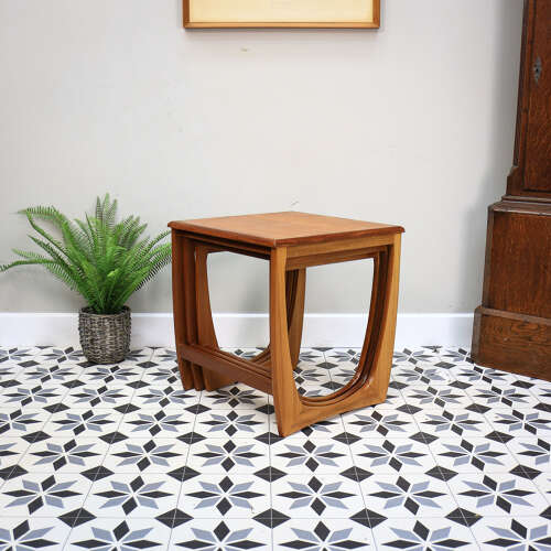 G Plan Nest of Three Tables Astro Design with Teak Tops and Teak Afromosia Legs.